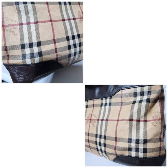 Authentic Burberry Haymarket Check PVC and Leather Small Hepburn Tote Bag - Picture 9 of 14